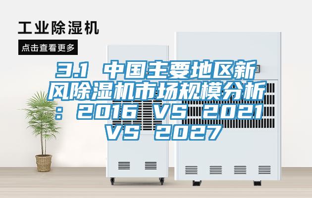3.1 中國主要地區(qū)新風(fēng)除濕機(jī)市場規(guī)模分析：2016 VS 2021 VS 2027