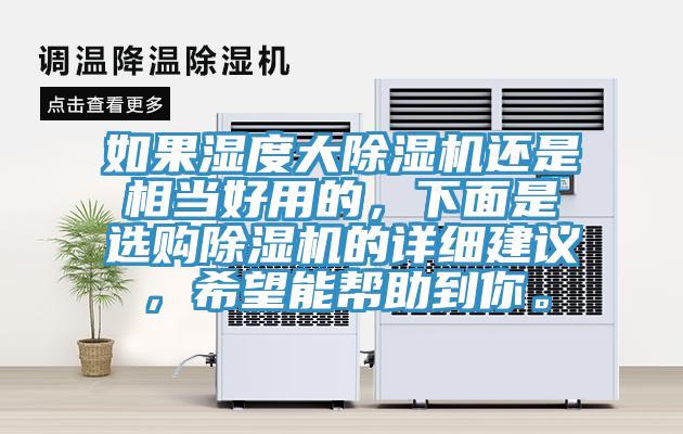 如果濕度大除濕機還是相當好用的，下面是選購除濕機的詳細建議，希望能幫助到你。