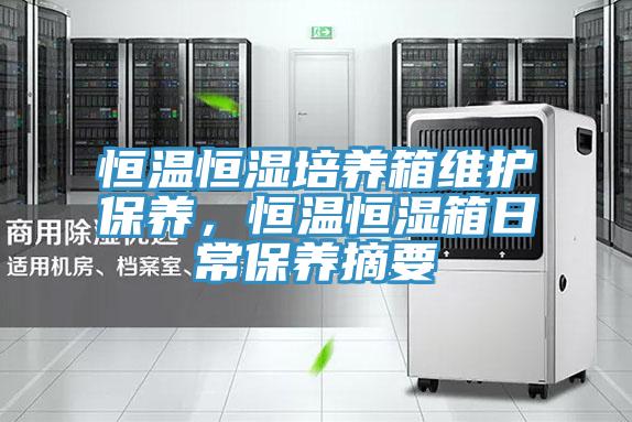 恒溫恒濕培養箱維護保養，恒溫恒濕箱日常保養摘要